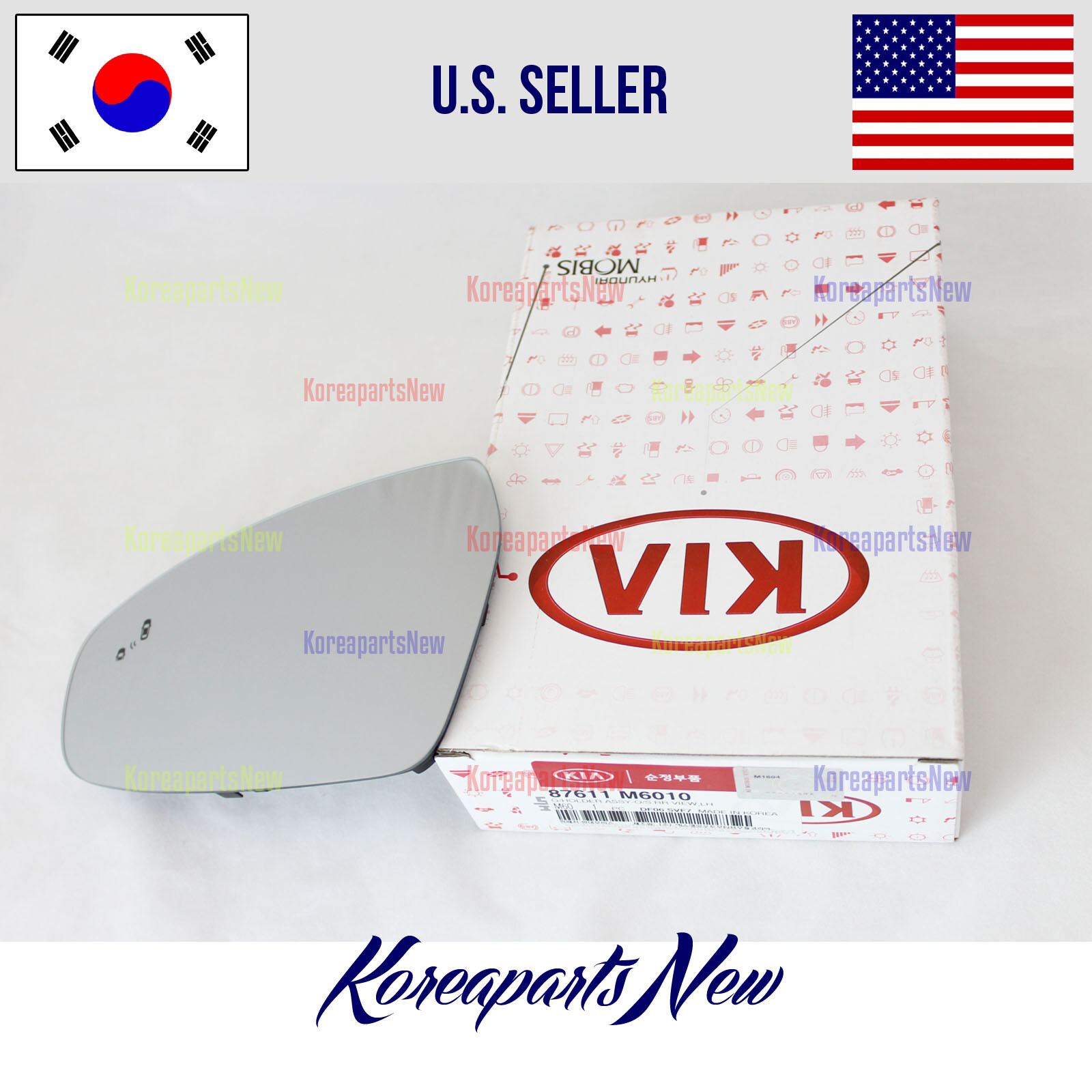 Mirror GLASS & Holder Left DRIVER Side BSD+ HEATED ⭐OEM⭐ Kia 