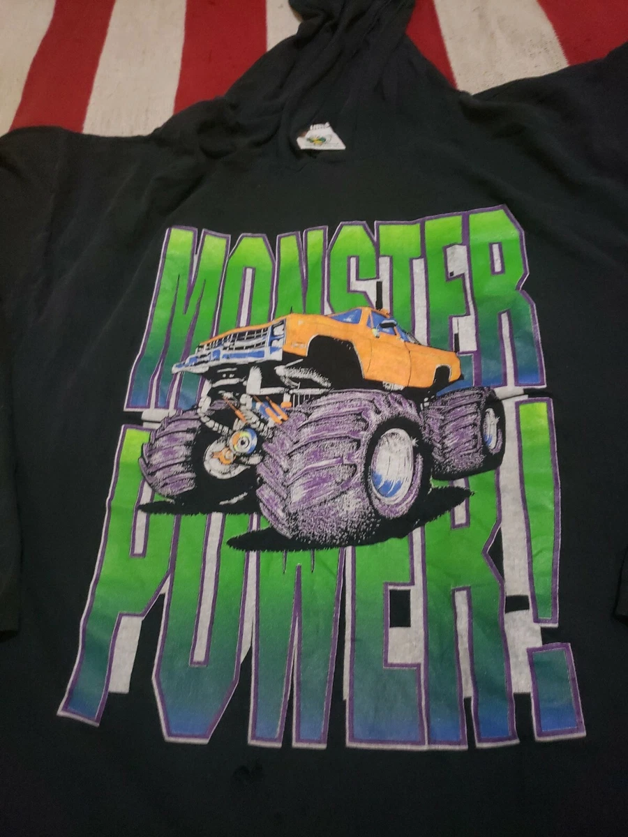 Vintage 90s Monster Truck Jam Power Cross Colours Hoodie Sweatshirt Shirt XL