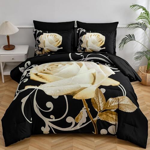 Comforter Set Queen 7 Piece Bed in a Bag Rose Comforter Queen(90