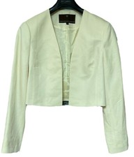 Fenn Wright Manson Ivory Silk & Wool Cropped Bolero Jacket Size Uk 18