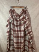 Rook Womens Blanket Scarf Cozy Ivory Red Blue Plaid Fall Blanket Scarf 