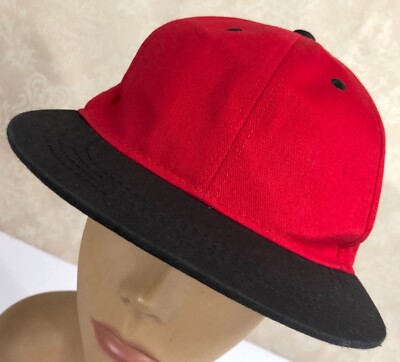 Blank Front Ballcap Red / Black Two Tone Snapback Baseball Cap Hat