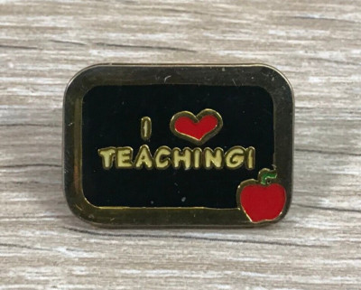 I Love Teaching! Red Heart Apple Lapel Hat Jacket Vest Shirt Pin