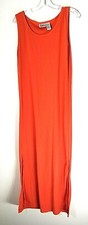 Basic Editions Womens Sleeveless Orange Maxi Sun Dress Medium M 10 12