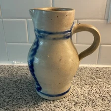 Grey Blue Salt Glaze 7” Pitcher Jug Vase Stoneware