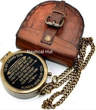 To My Grandson Antique Compass With Leather Case Grandson Gift Graduation Gift