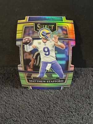 Matthew Stafford 2021 Panini Select Green Yellow Die Cut Prizm #20 LA Rams