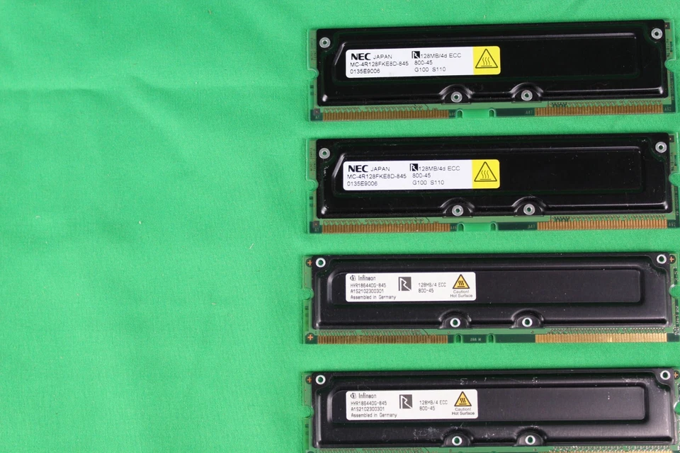 USED INFINEON & NEC 4 X 128MB PC800-45 ECC, 512MB TOTAL, 128MB/4 128MB/4D ECC - Image 3 of 4