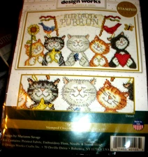 Design Works "PURR ON (kitties)"  Stamped Cross Stitch Kit