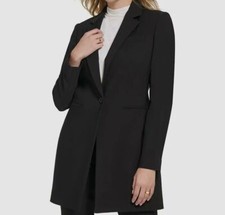 Calvin Klein Women's Black X-Fit One-Button Topper Blazer Suit Jacket Size 0