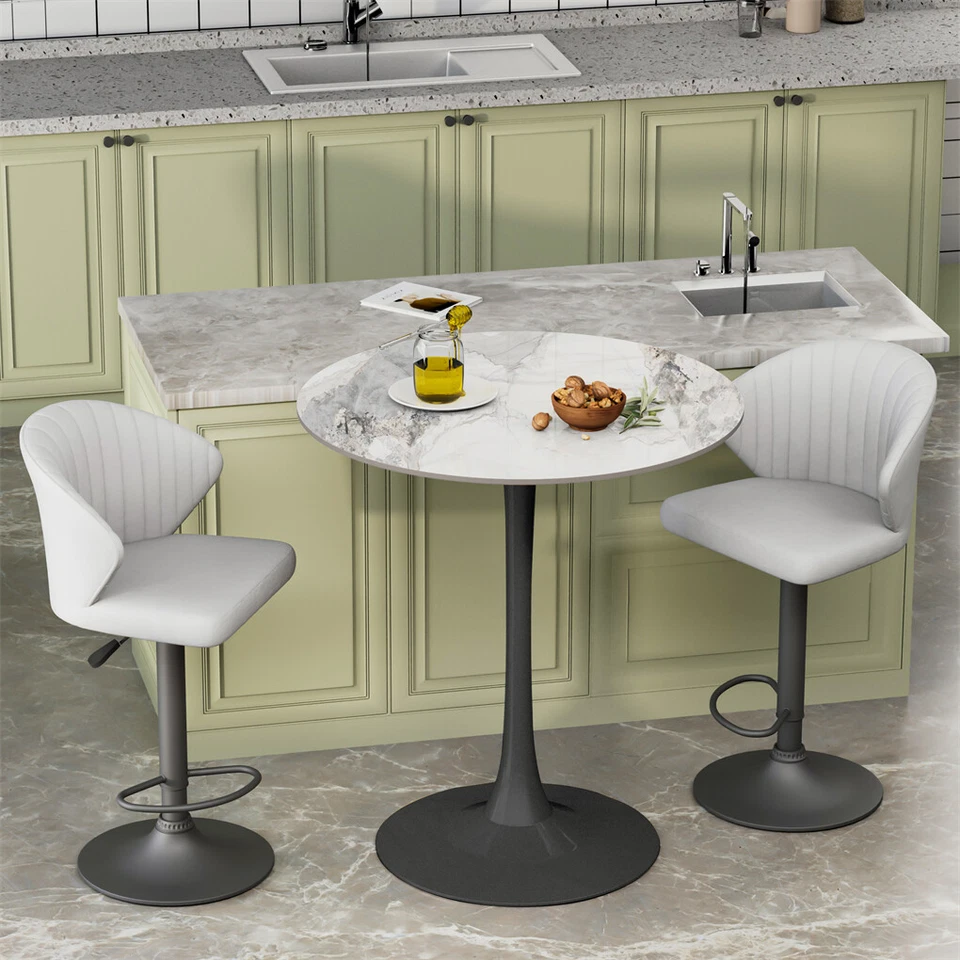 100cm High Bar Table Heavy Duty Sintered Stone-top Bistro Pub Table Kitchen Cafe - Image 4 of 4