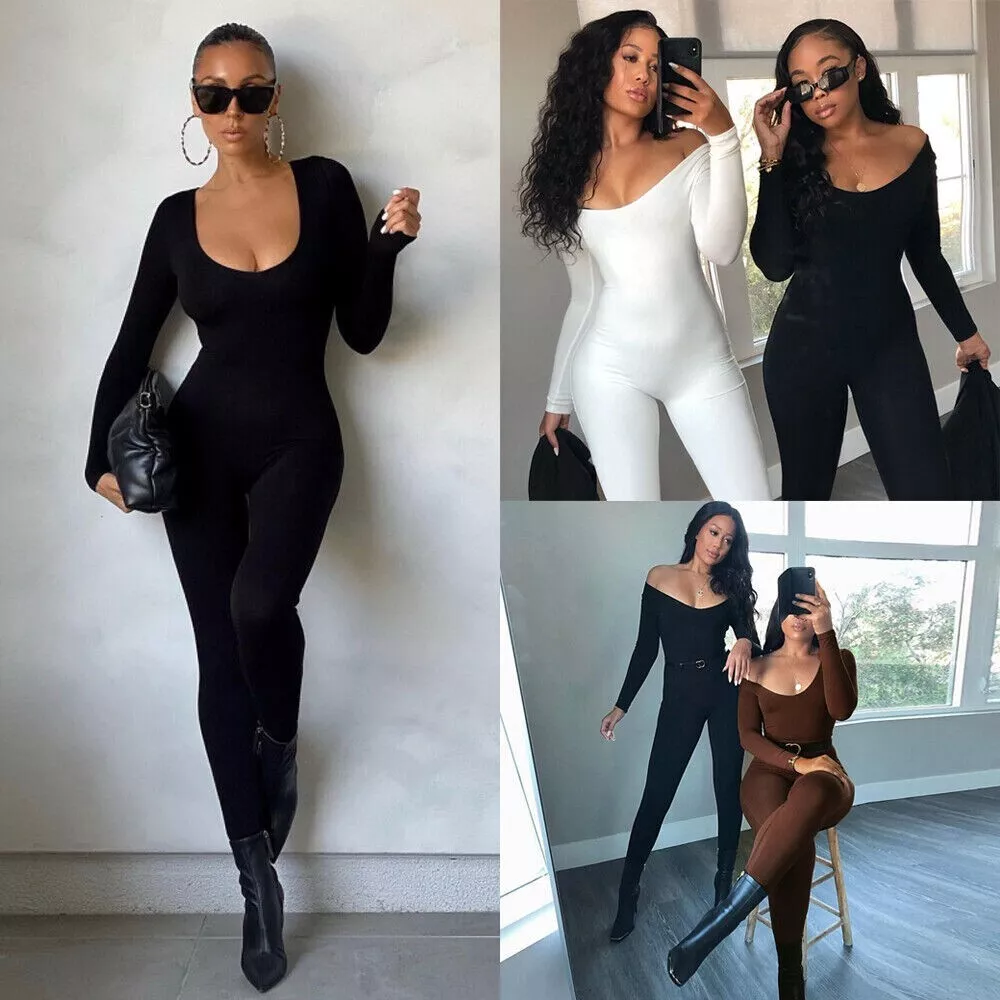 SEXY Women's Long Sleeve Jumpsuit Slim Playsuit Bodysuits Unitard