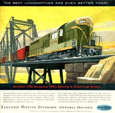 Grand Trunk Western GP9 by Bern Hill 1950s 8 x 10