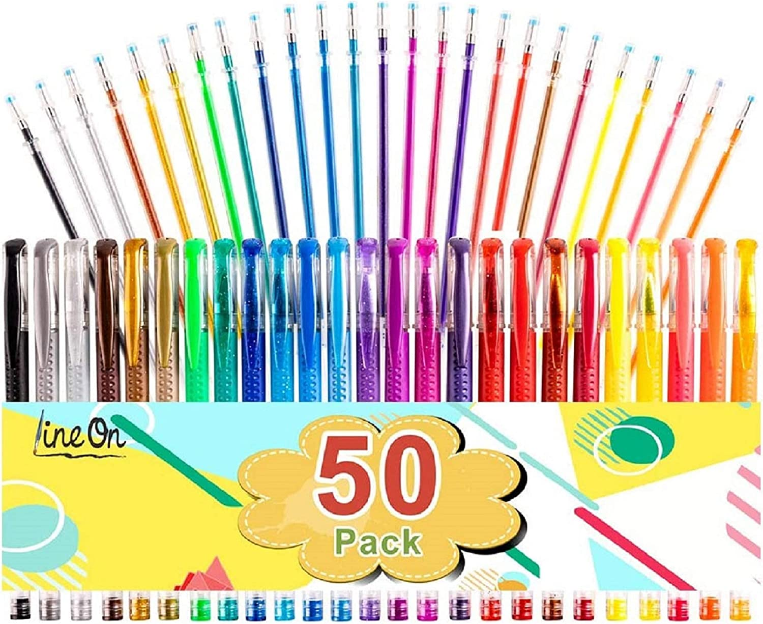 Gel Pens, 50 Pack Gel Pen Set 25 Colored Gel Pen with 25 Refills for Adults-image