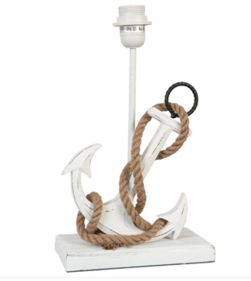 6LMP140 Clayre & Eef   Tischlampe  Anker Kordel Lampenschirm Maritim Nautica