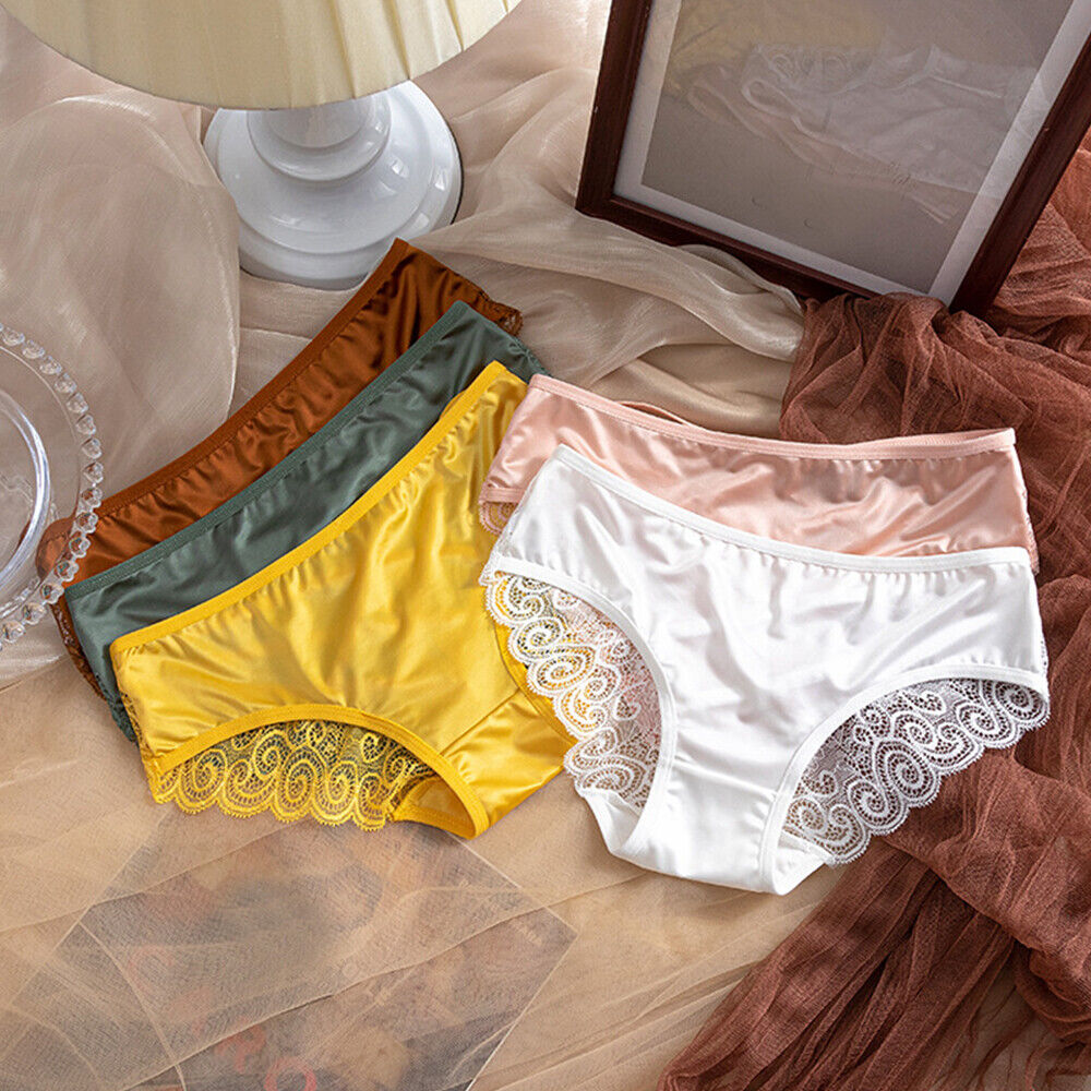 Women's Sexy Hollow Thin Strap Panties Comfortable Breathable Lace Satin