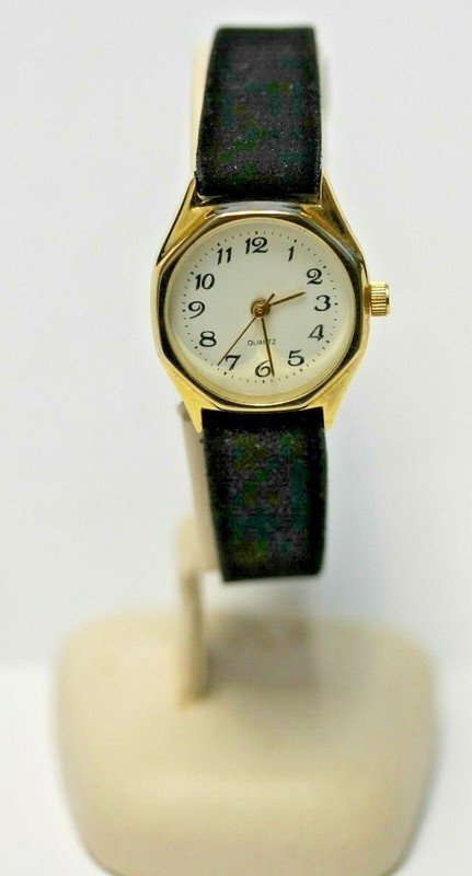 Working Condition Ladies Gold Tone Easy Read Quartz Wrist Watch New Speidel Band
