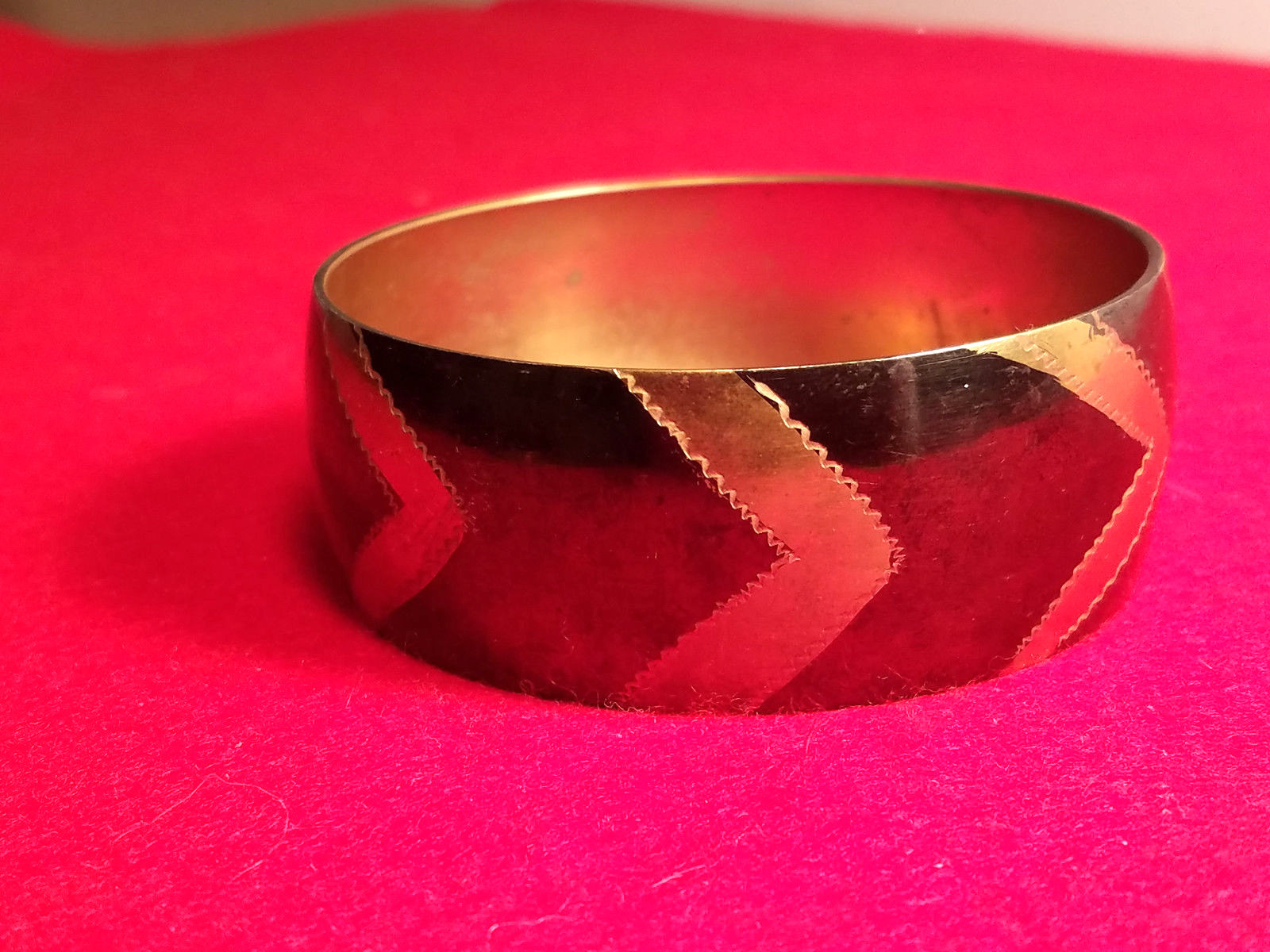 Solid Brass Runway Domed WIDE Bangle Bracelet Mad… - image 2