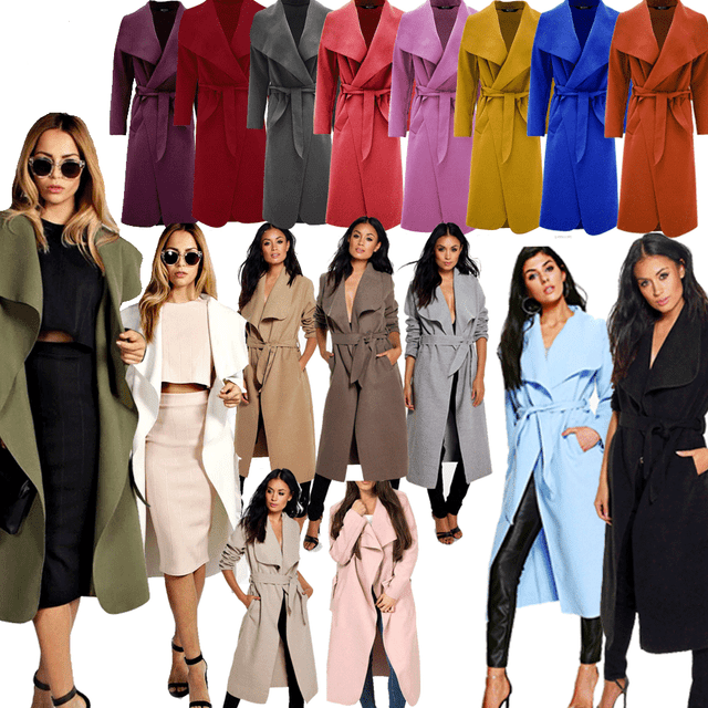 Women Ladies Italian Long Duster Coat French Belted Trench Waterfall Jacket 8-14 Women Ladies Italian Long Duster Coat French Belted Trench Waterfall Jacket 8-14