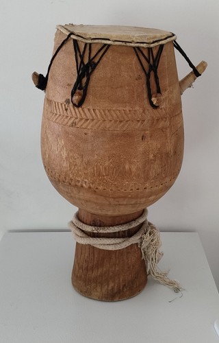 Vintage Authentic Apentemma Tribal Goblet Shaped Drum from Ghana 49cm