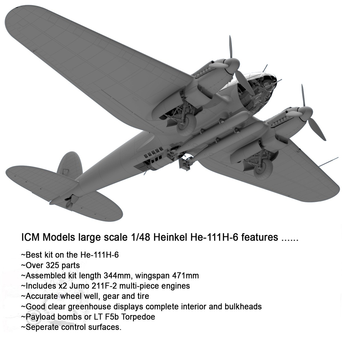 ICM 48266 - 1:48 He 111H-3 Roumain Af, Seconde Guerre Mondiale Bombardier - Neuf