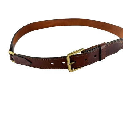 Levi\'s Brown Leather Belt with Brass Buckle Rectangle Buckle Belt - Brown | Levi main image 3