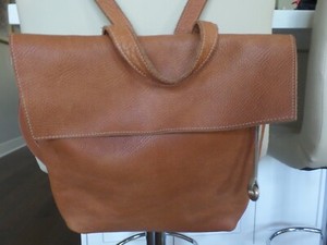 rectangular leather backpack