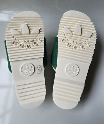 GUCCI x Adidas Supreme GG Logo Green White Slides 8.5 US ~ 8 GUCCI x Adidas Supreme GG Logo Green White Slides 8.5 US ~ 8