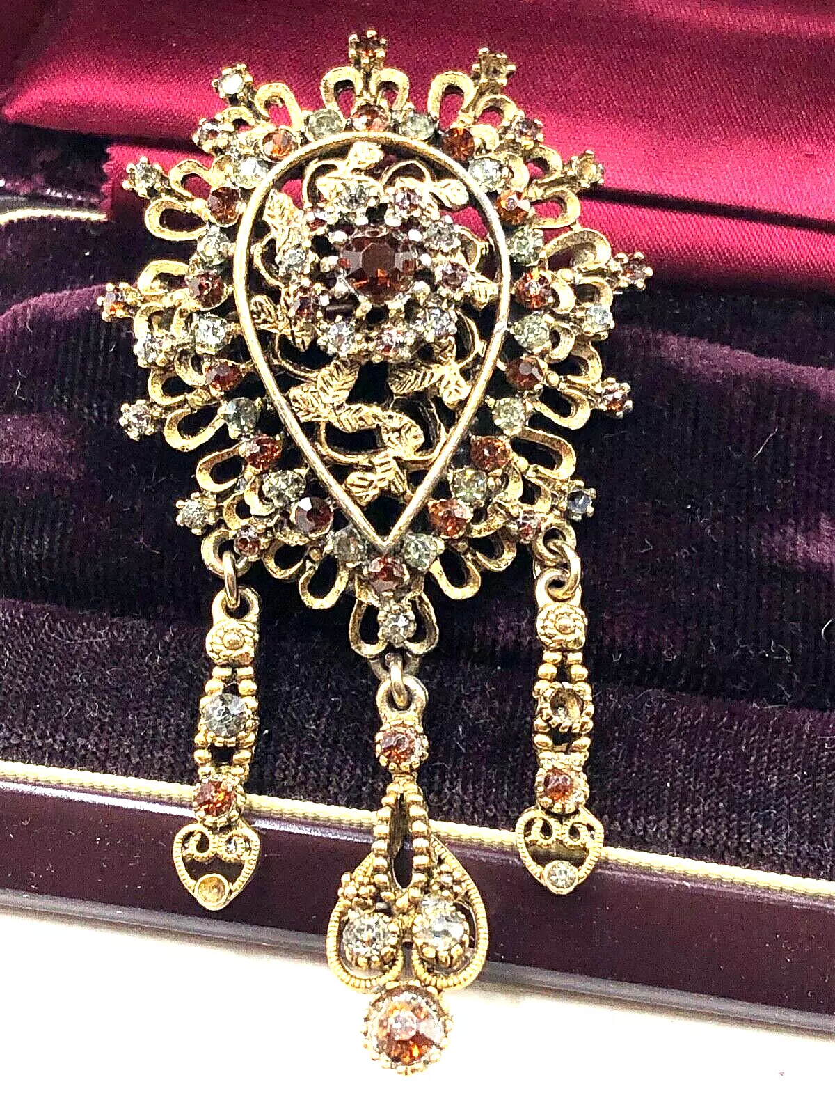 BROCHE RENAISSANCE VINTAGE RARE SIGNÉE KRAMER 4 DIOR ANCIENNE COULEUR OR