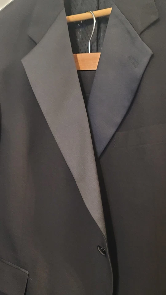 Vtg Bill Blass Black Tuxedo Mens 44S Single Button Wool 2 PC Formal Suit 42 Wais - Image 3 of 4