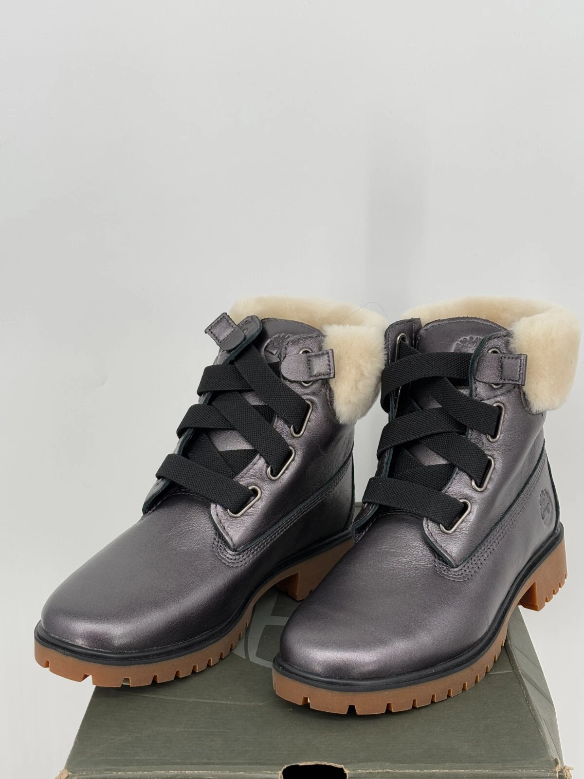 Stivali Timberland donna Jayne comodience 6 grigio fodera pelliccia metallizzata 0A25FN 036