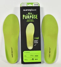 SUPERFEET All Purpose Support Sz E High Arch Insoles M 9.5-11 W 10.5-12 Preowned