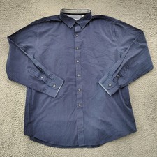 Van Heusen Classic Fit Mens XL 17-17.5 Blue Striped Dress Shirt Long Sleeve