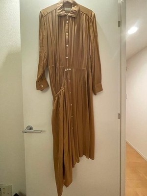 LEMAIRE 22SS Pleated Shirt Dress Size 36 - Stylish Design 100% Viscose USED