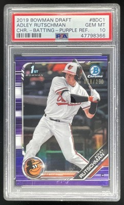 2019 Bowman Draft Chrome Purple Refractor #BDC-1 Adley Rutschman RC /250 PSA 10