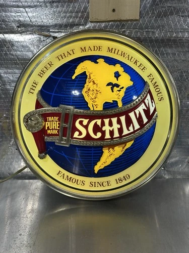 Vintage 1977 Two-Sided Schlitz Beer Globe Lighted Sign