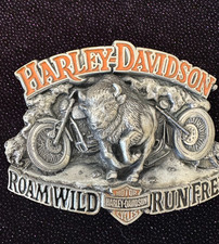 Vintage Harley Davidson Belt Buckle , 1993 3D Buffalo designed by Baron