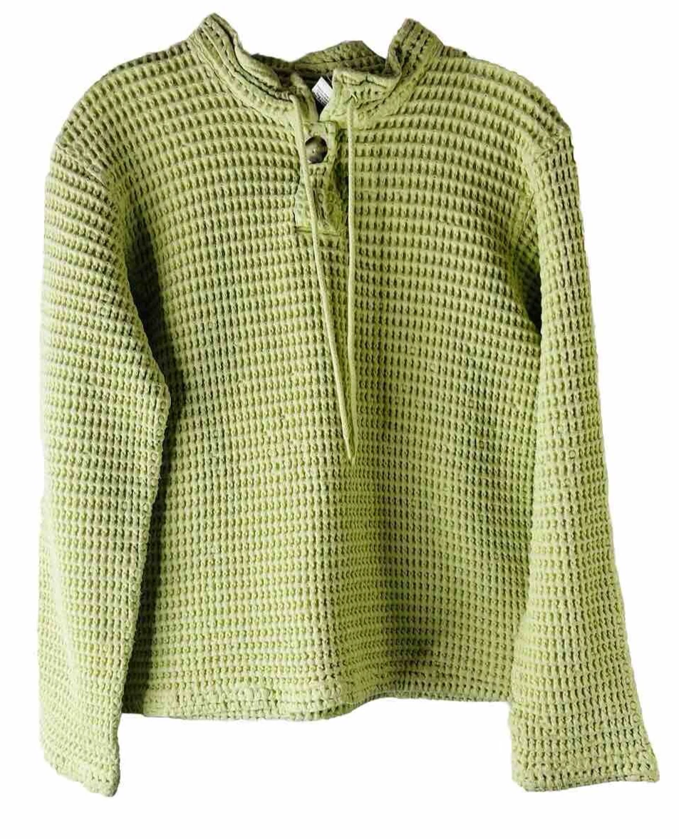 Vintage 90s Womens Small Waffle Knit Button Thermal Sweatshirt Garden Jacket