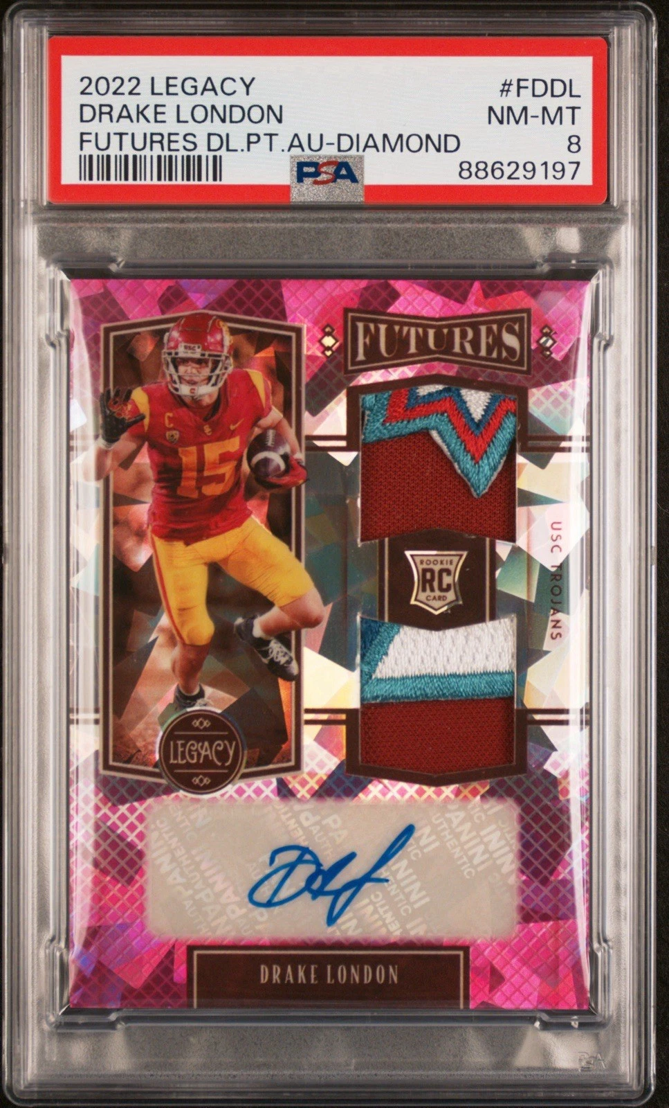 Drake London Panini Legacy Futures Dual Patch Autograph #FDDL Diamond