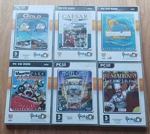 PC  Game Bundle X6 Caesar 3 Hotel Giant Theme Park World Aquarium Transport Gian