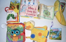 Lot Of 8 Soft Cloth Books for Infant Toddler Kids Crinkle Sound Various Sizes