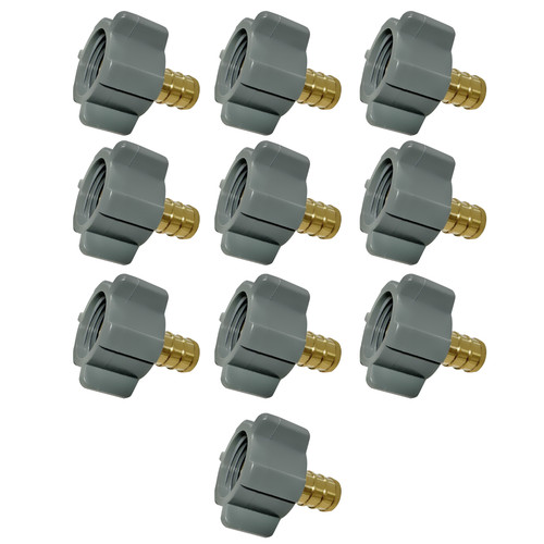 10 Pack XFITTING 1/2" Pex-B x 1/2" Female NPT Swivel Adapter, Lead Free Brass