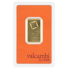 0.5 oz (1/2 oz) Gold Bar - Valcambi Suisse - 999.9 Fine in Assay 4667.58 per troy oz