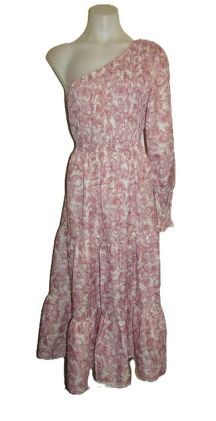 Esther & Co size 14 XL boho style one shoulder long sleeve evening wedding dress