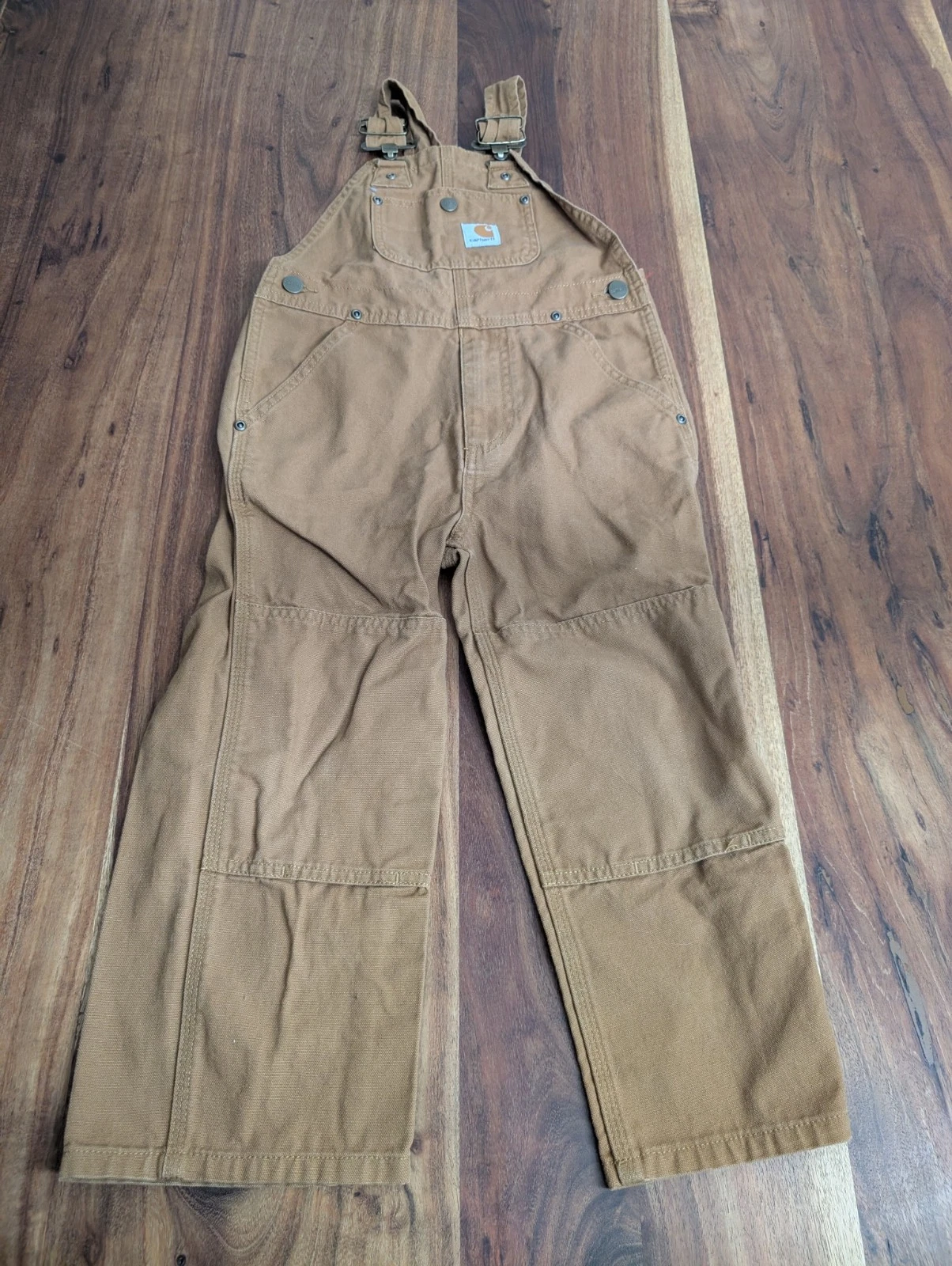 Carhartt Kids Canvas Bib Overalls Size 5 Brown Loose Fit OX8603-B Cotton