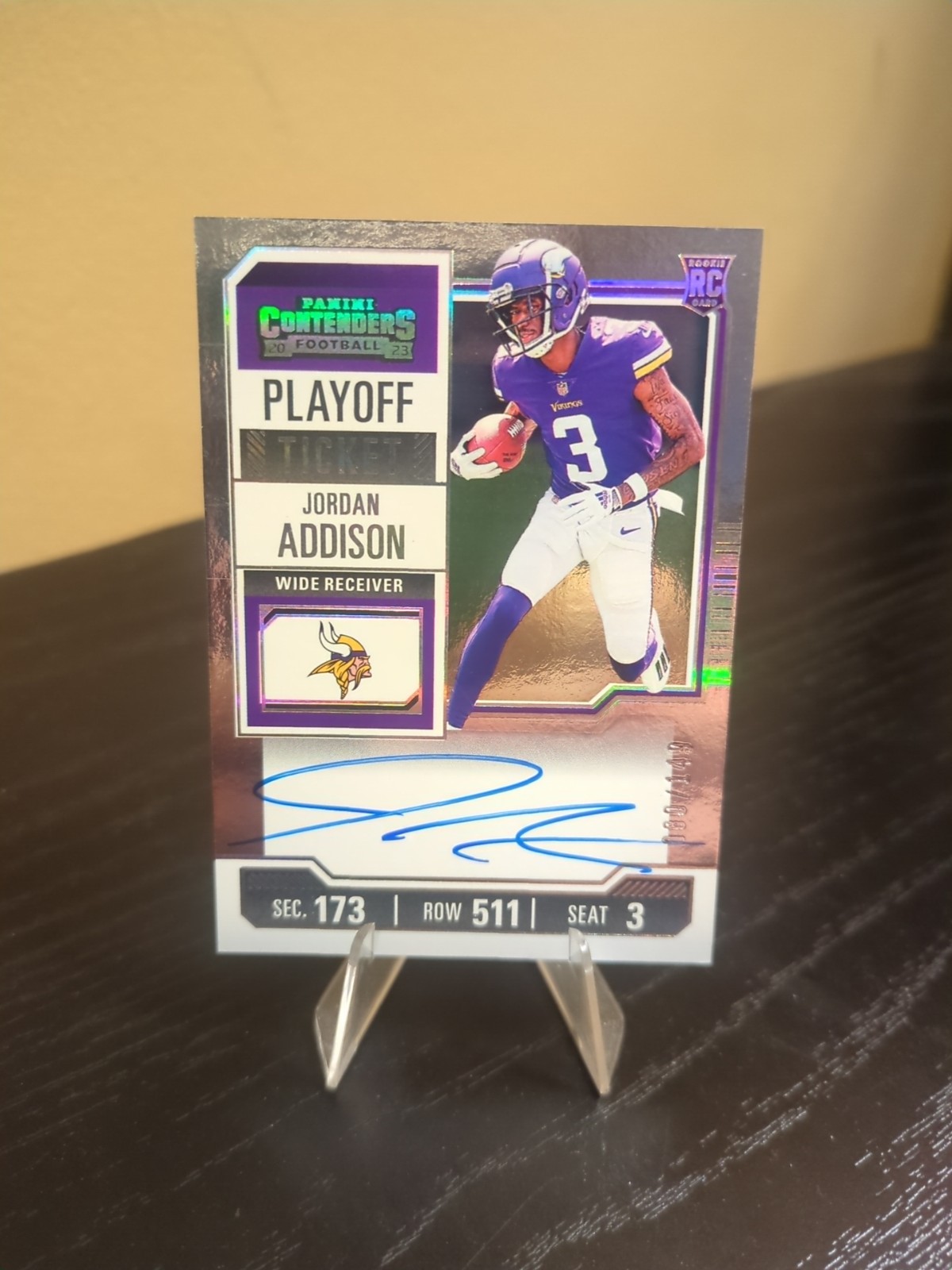 2023 Football Contenders Jordan Addison /149 Rookie Auto RC #120 VIKINGS