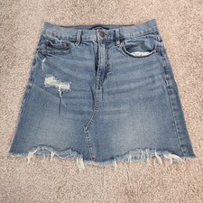 Calvin Klein Distressed Blue Jean Denim Mini Skirt Women's Size 25" Waist