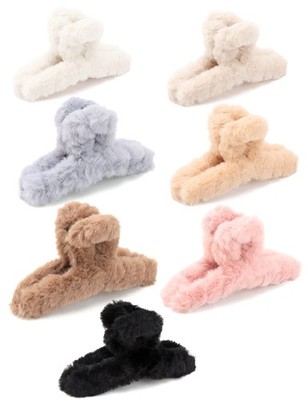 7 PCS 4.5 Inch Fuzzy Claw Clips Thick Hair Cute Women Girls Soft Accessories