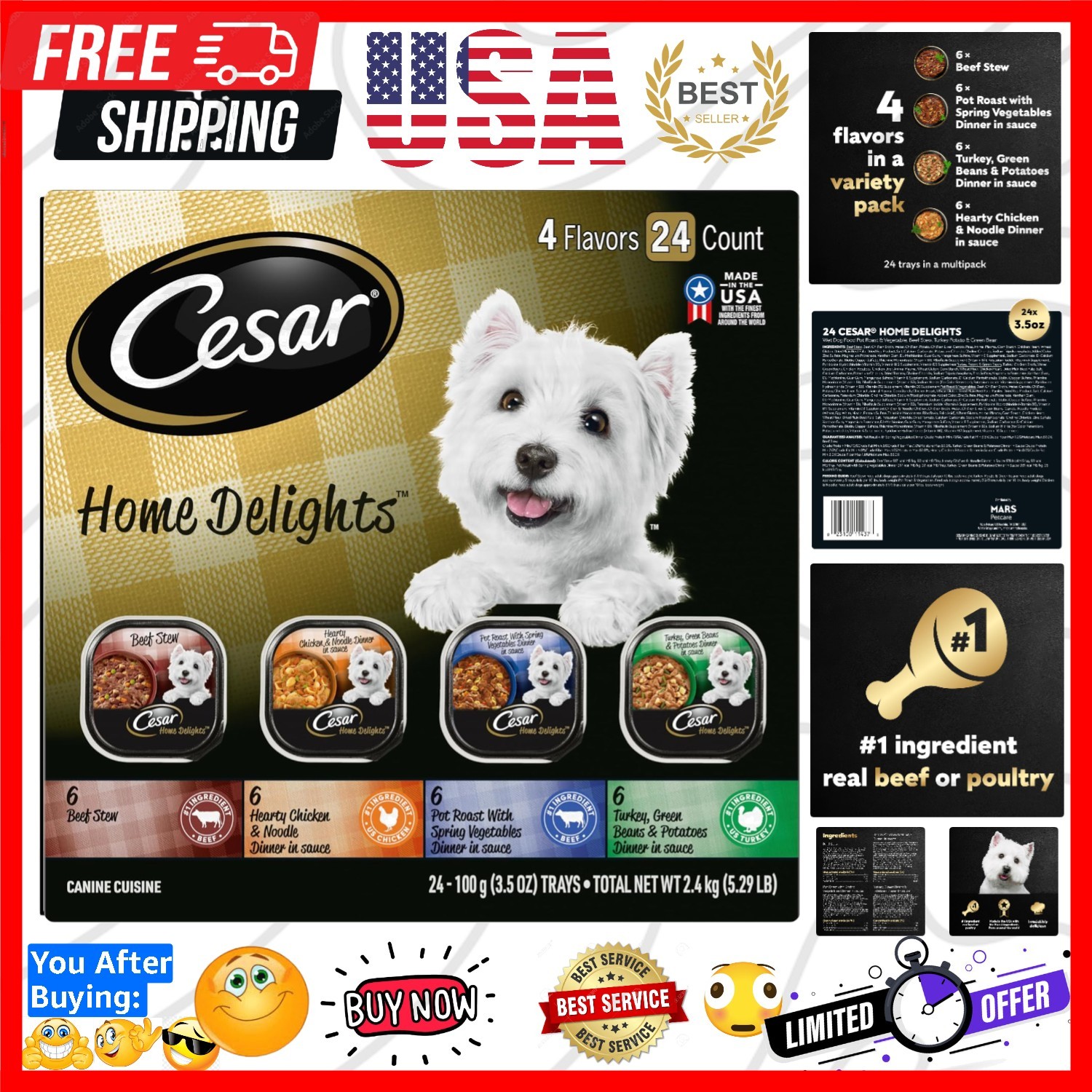 Home Delights Adult Wet Dog Food, Pot Roast with Spring Vegetables, Beef Stew...