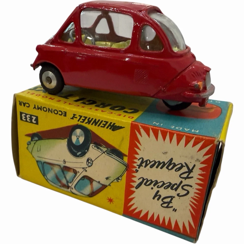 Vintage Corgi Toys #233 Red Heinkel 1 Bubble Economy Car Diecast w/Box - Image 3 of 4